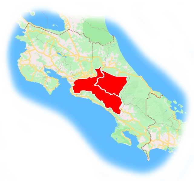 Central valley Costa Rica Map